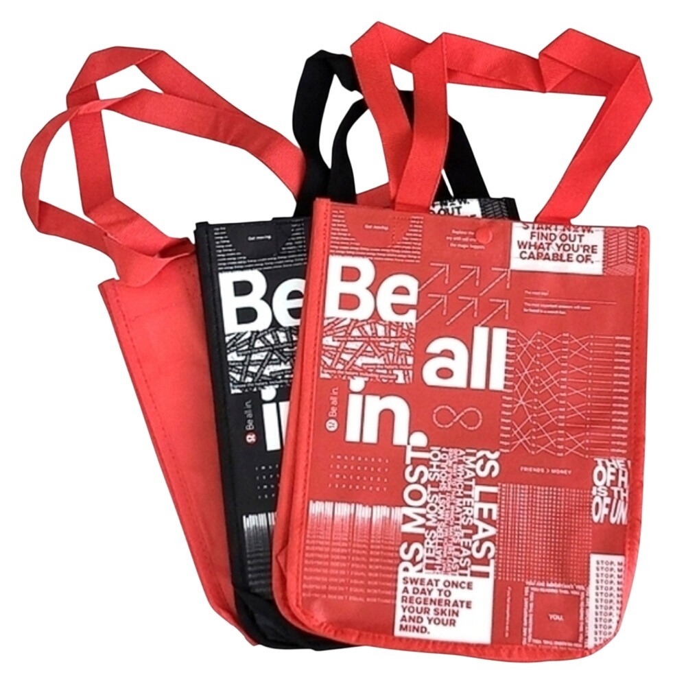 Lululemon 3 Reusable Totes Carryall Red Black Be all in